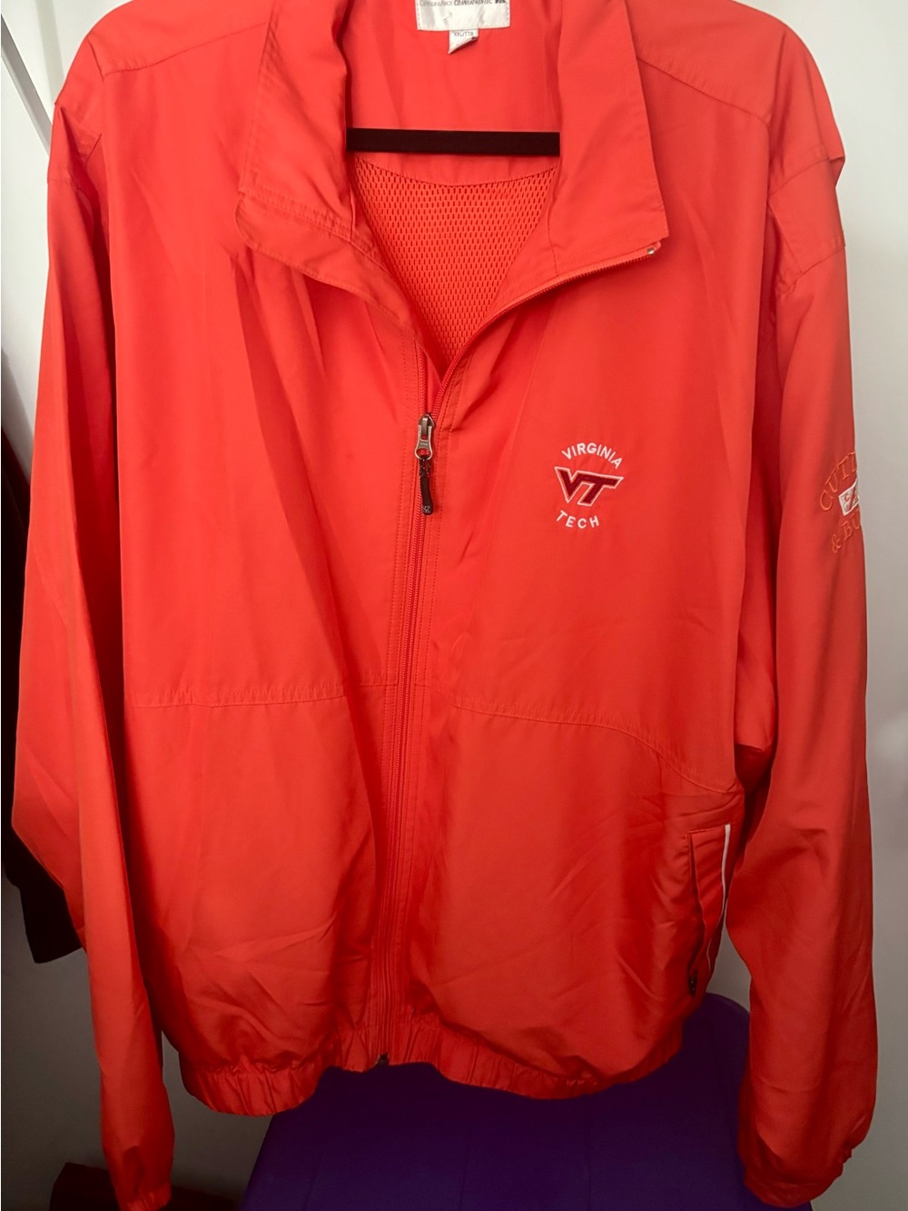 Men’s Cutter & Buck Virginia Tech Full-Zip Windbreaker Jacket Size XXL